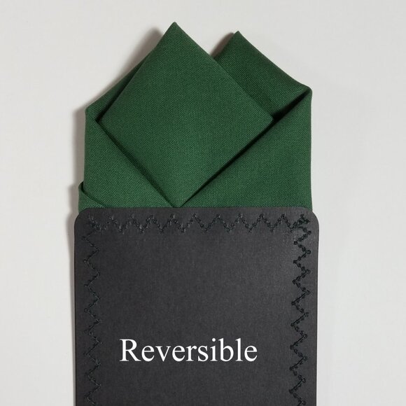 New - Dark Green Cotton Pre-Folded Pocket Square Handkerchief Insert - Picture 5 of 6
